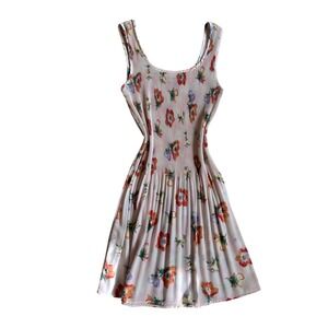 VTG 90s micro pleated mini dress light pink floral fairy coquette whimsical L